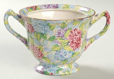 Hydrangea (New, Granville, Cream Background) Granville Sugar Bowl No Lid