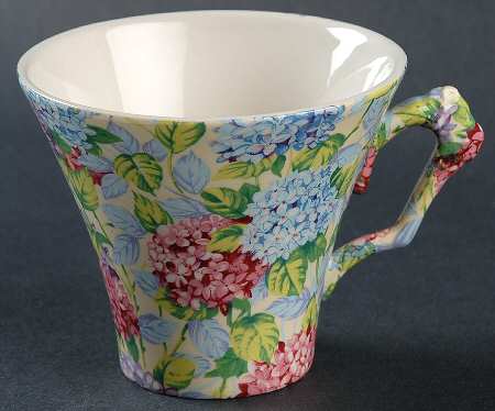 Hydrangea (New, Granville, Cream Background) Flat Cup