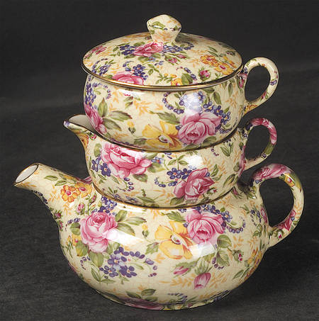 Ruth Kent (New, Granville Shape) Mini Teapot Stacking Set (Creamer, Sugar)