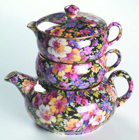 Lydia (New, Granville Shape) Mini Teapot Stacking Set (Creamer, Sugar)