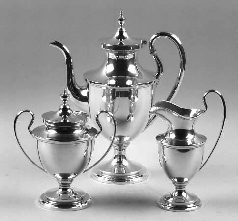 Calvert-Old Maryland Plain (Sterling, Hollowware) 3-Piece Coffee Set with Coffee Pot