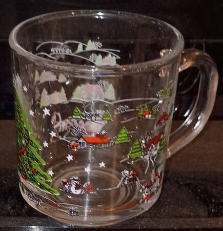 Christmas Pleasure (Scalloped, Red Trim) Glassware Mug