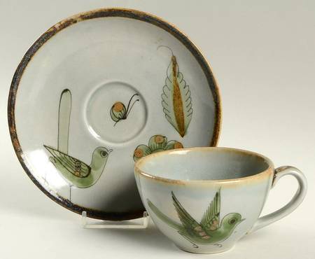 El Palomar Green Flat Cup & Saucer Set