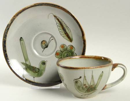 El Palomar Green Flat Cup & Saucer Set
