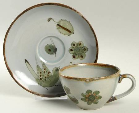 El Palomar Green Flat Cup & Saucer Set