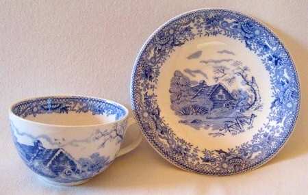Old Mill Flat Cup & Saucer Set