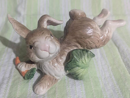 Country Rabbit Leaping Tumbling Rabbit Figurine