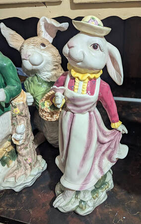 Spring Bows Large Rabbit Figurine