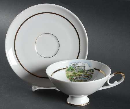 St. Jngbert Footed Cup & Saucer Set