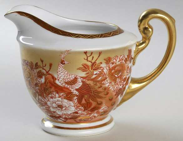 Red Peacock and Peonies Creamer