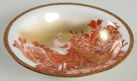 Red Peacock and Peonies Fruit/Dessert (Sauce) Bowl