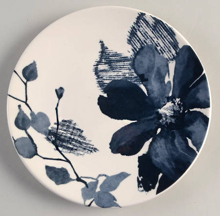 Etched Floral Blue Salad Plate