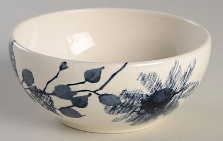 Etched Floral Blue Soup/Cereal Bowl