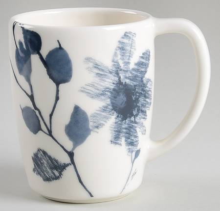 Etched Floral Blue Mug