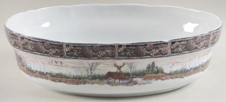 Hunting Lodge, The 12" Oval Vegetable Bowl