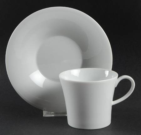 Berlin White Flat Cup & Saucer Set