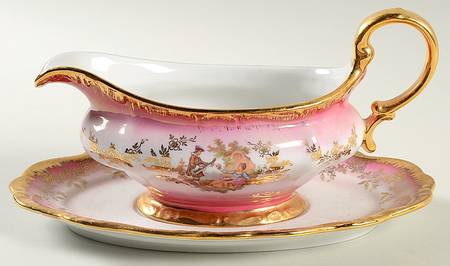 KU2 Red Gravy Boat & Underplate