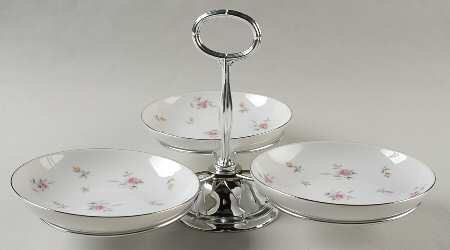 Lorraine 7" x 12" 3-Part Relish & Metal Stand (FR) HC