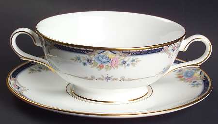 Abigail Footed Cream Soup Bowl & Saucer Set