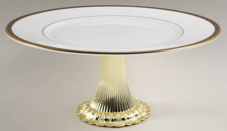 Aegean Cobalt Cake Stand with 4"-5" Metal Pedestal  Hc