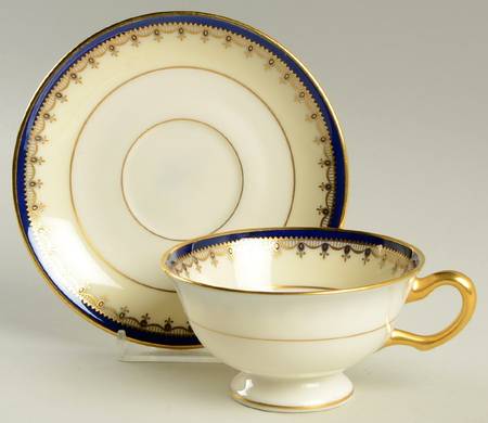 Alden (Blue, Cream Rim) Footed Cup & Saucer Set