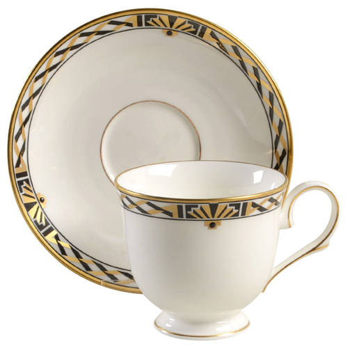 American Deco Footed Cup & Saucer Set
