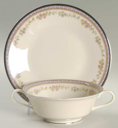 Amethyst Footed Cream Soup Bowl & Saucer Set