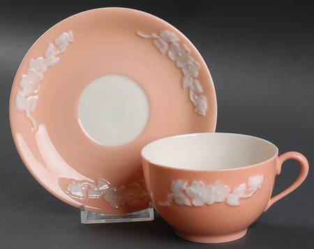 Apple Blossom Coral Flat Cup & Saucer Set