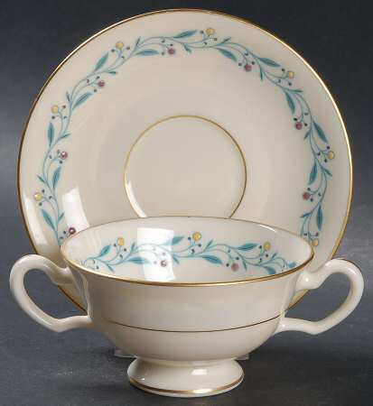 Arcadia Footed Bouillon Cup & Saucer