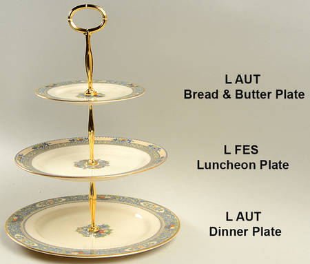 Autumn (Newer, Gold Backstamp) Mixed/Match 3 Tier Serving Tray