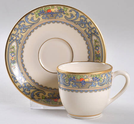 Autumn (Newer, Gold Backstamp) Flat Demitasse Cup & Saucer Set