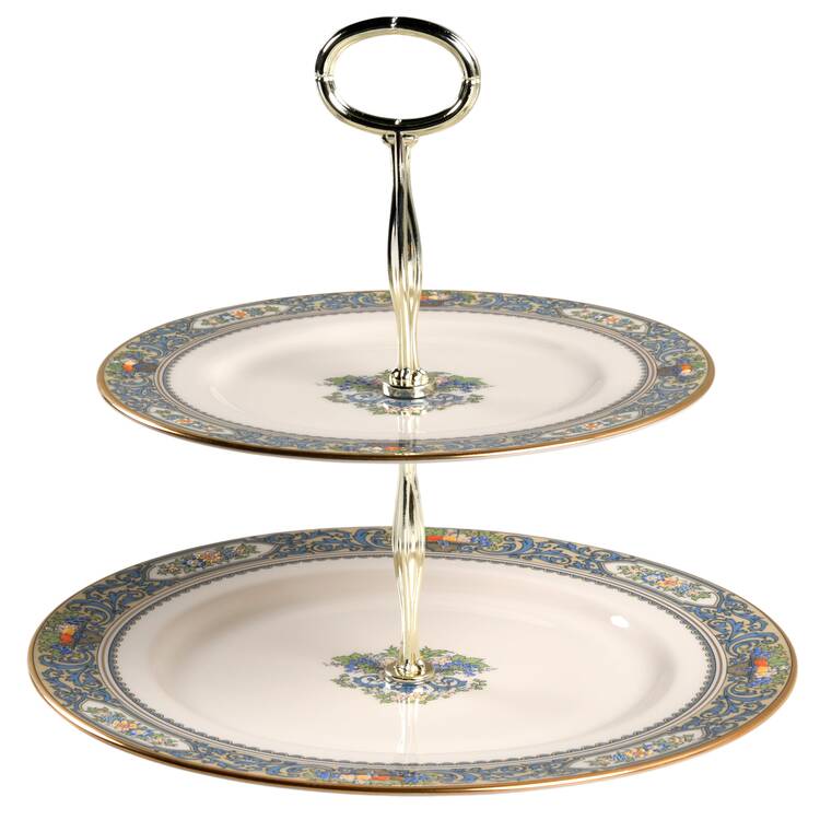 Autumn (Newer, Gold Backstamp) 6 5/8"-10"  2 Tiered Serving Tray (Dp, Sp) HC