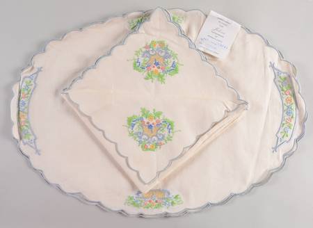Autumn (Newer, Gold Backstamp) (Set of 8) Linen Placmat & Napkin Sets