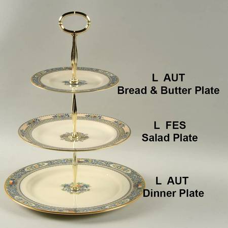 Autumn (Newer, Gold Backstamp) Mixed/Match 3 Tier Serving Tray