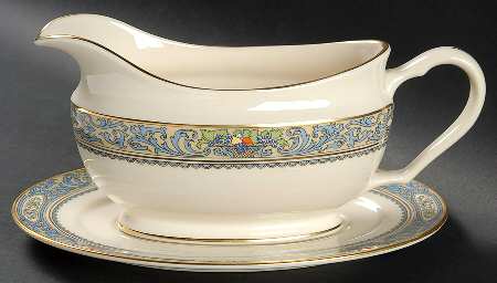 Autumn (Newer, Gold Backstamp) Gravy Boat & Underplate