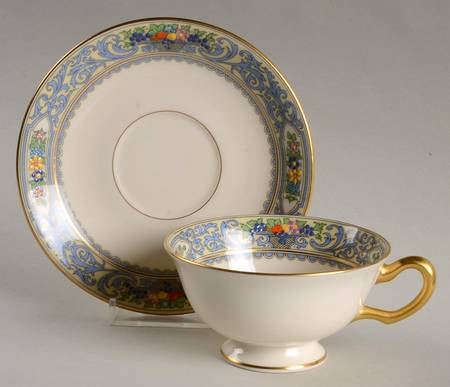 The Autumn (Black Or Green Stamp) Footed Cup & Saucer Set