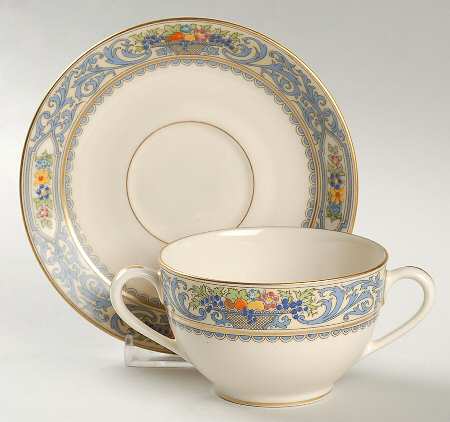 The Autumn (Black Or Green Stamp) Flat Bouillon Cup & Saucer