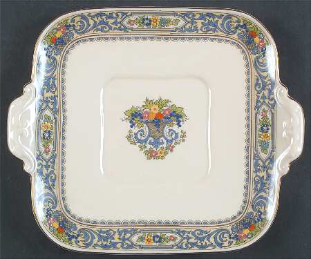 The Autumn (Black Or Green Stamp) Square Handled Cake Plate