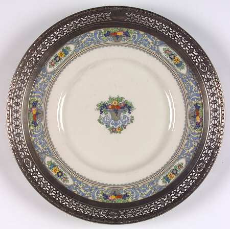 The Autumn (Black Or Green Stamp) Sterling Rim Dinner Plate