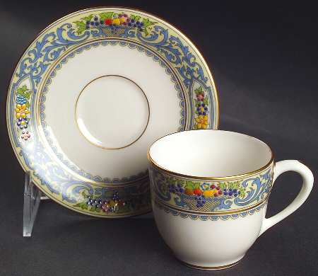 The Autumn (Black Or Green Stamp) Flat Demitasse Cup & Saucer Set