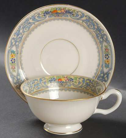 The Autumn (Black Or Green Stamp) Footed Cup & Saucer Set