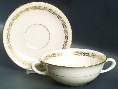 Barclay (Cream) Flat Cream Soup Bowl & Saucer Set