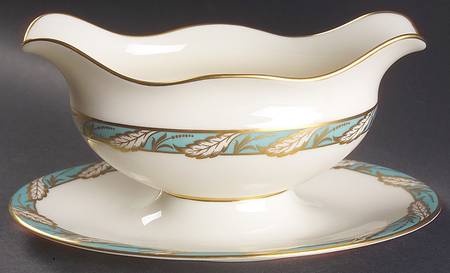 Bellevue Sea Green Gravy Boat with Attached Underplate