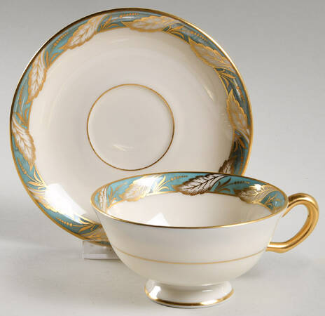 Bellevue Sea Green Footed Cup & Saucer Set