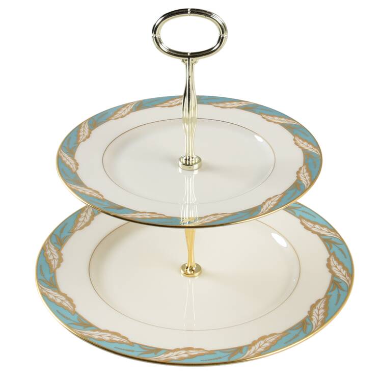 Bellevue Sea Green 6 5/8"-10"  2 Tiered Serving Tray (Dp, Sp) HC