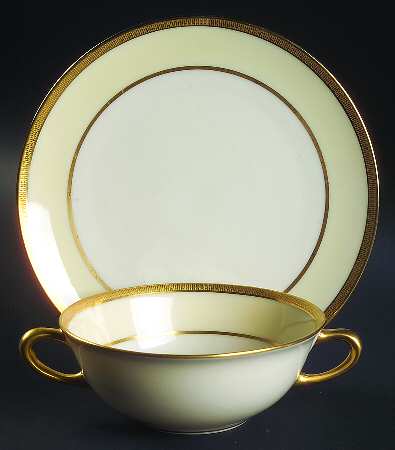 Bellaire (Older) Flat Cream Soup Bowl & Saucer Set by Lenox