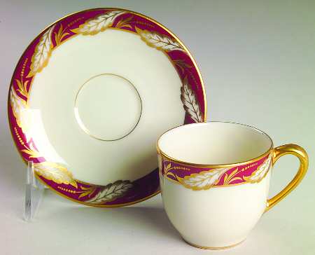 Bellevue Maroon Flat Demitasse Cup & Saucer Set