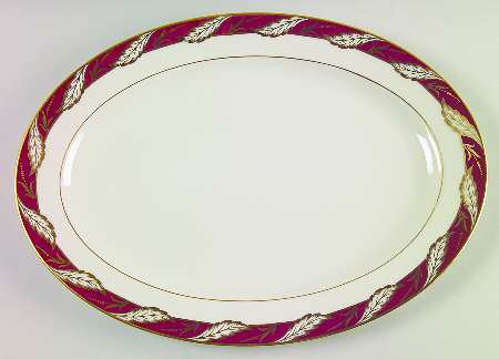 Bellevue Maroon 13" Oval Serving Platter