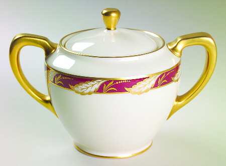Bellevue Maroon Sugar Bowl & Lid