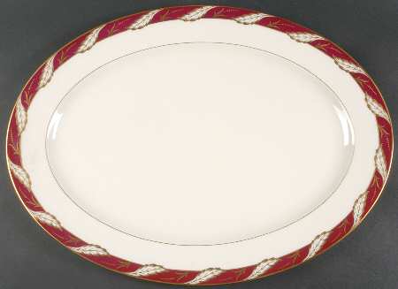 Bellevue Maroon 19" Oval Serving Platter